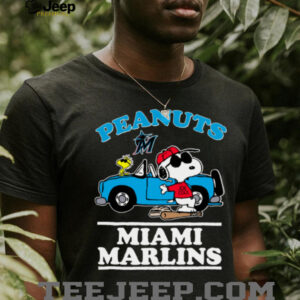 Miami Marlins Snoopy Peanuts Car Baseball T Shirt