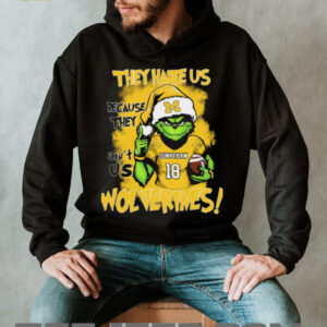 Michigan Wolverines Custom Name Grinch Holiday Tee – NCAA Football Christmas Shirt – “They Hate Us Because They Ain’t Us” Gift for Fans