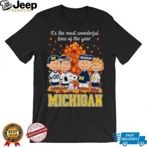 Michigan Wolverines x Peanuts Fall T Shirt It’s the Most Wonderful Time of the Year