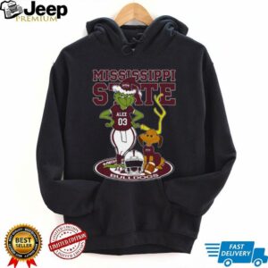 Mississippi State Bulldogs Custom Name Grinch and Dog Shirt – NCAA Football Christmas Tee – Personalized Holiday Gift for Fans