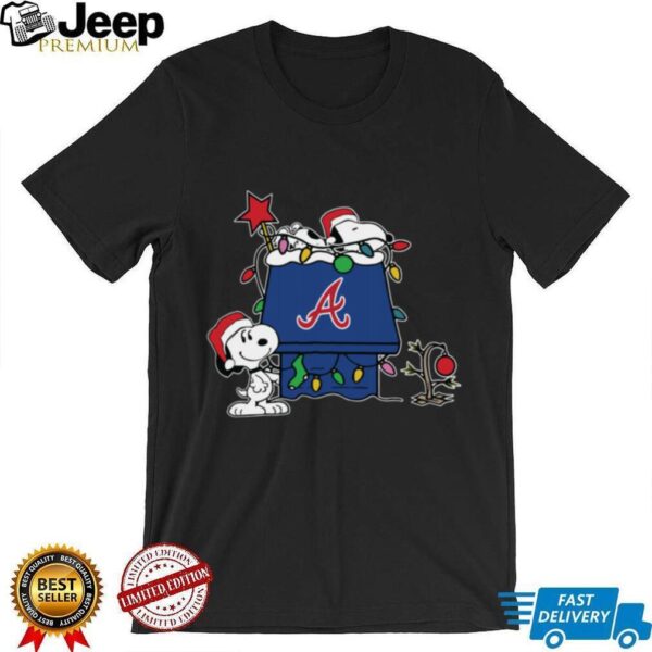Mlb X Snoopy Merch Atlanta Braves Christmas Snoopy Doghouse Hoodie