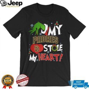 Grinch Hand My San Diego Padres Stole My Heart Christmas Shirt