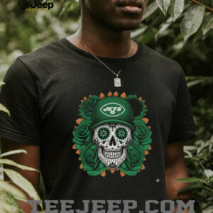 New York Jets Skull Cap & Roses T Shirt