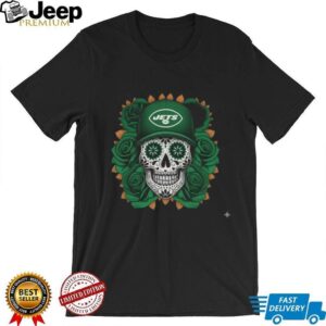New York Jets Skull Cap & Roses T Shirt
