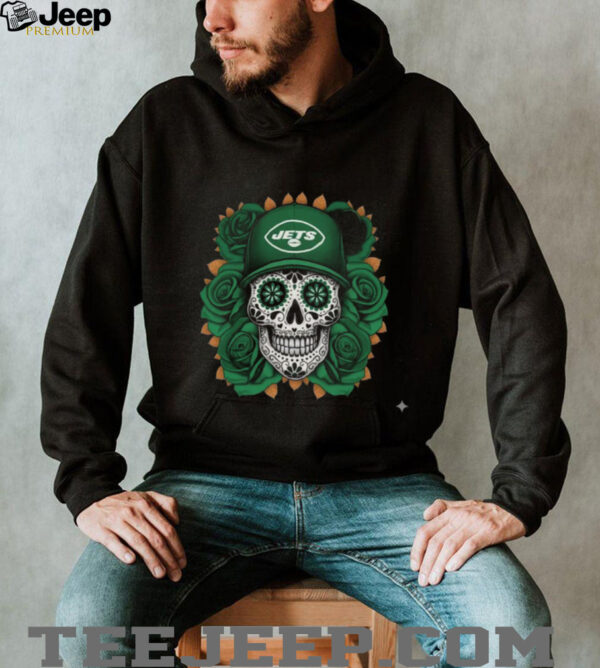 New York Jets Skull Cap & Roses T Shirt