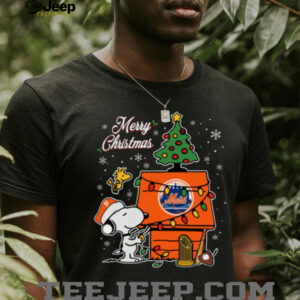 New York Mets Merry Christmas Snoopy Baby T Shirt Holiday Baseball Tee