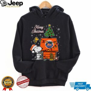 New York Mets Merry Christmas Snoopy Baby T Shirt Holiday Baseball Tee
