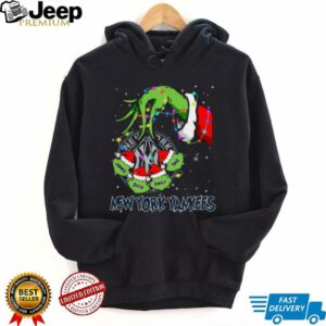 New York Yankees Grinch Xmas Lights Tee – Personalized MLB Fan Shirt – Holiday Custom Name Baseball Gift