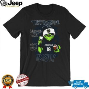 Notre Dame Fighting Irish Custom Name Grinch Tee – NCAA Football Christmas Shirt – Holiday Gift “They Hate Us Because They Ain’t Us”