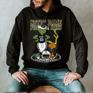Notre Dame Fighting Irish Grinch with Dog Shirt – Custom Name NCAA Football Tee – Holiday Outfit & Personalized Gift for Fans