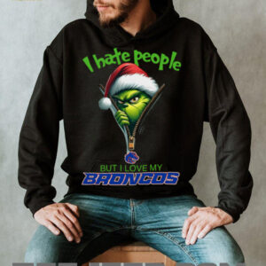 Grinch I Hate People But I Love My Boise State Broncos Merry Christmas Hoodie Sweatshirt