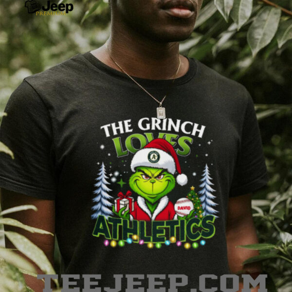 Oakland Athletics Grinch Christmas MLB Family Gift with Names  Shirt
