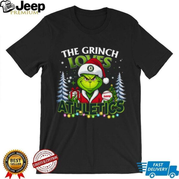 Oakland Athletics Grinch Christmas MLB Family Gift with Names  Shirt