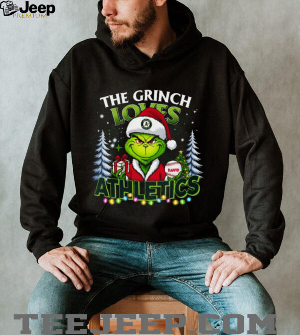 Oakland Athletics Grinch Christmas MLB Family Gift with Names  Shirt
