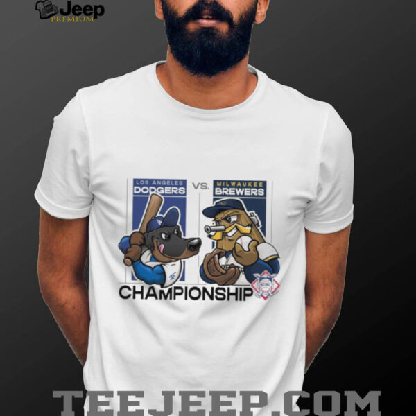 Official Los Angeles Dodgers Vs Milwaukee Brewers 2025 MLB League Championship Series Mascots t shirt