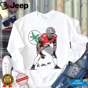 Ohio State Buckeyes Sonny Styles Sketch Signed Football TShirt