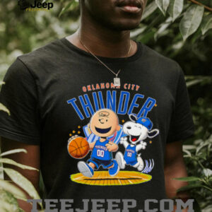Oklahoma City Thunder X Charlie Brown And Snoopy Playing Basketball Shirt