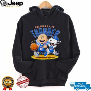 Oklahoma City Thunder X Charlie Brown And Snoopy Playing Basketball Shirt