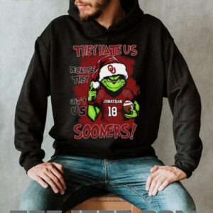 Oklahoma Sooners Custom Name Grinch Family Shirt – Personalized NCAA Football Tee – Funny Christmas Quote “They Hate Us Because They Ain’t Us”