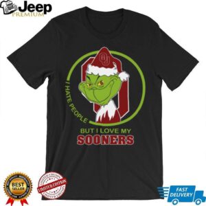 Oklahoma Sooners Grinch Christmas T Shirt Hates People But Loves Football