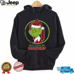Oklahoma Sooners Grinch Christmas T Shirt Hates People But Loves Football