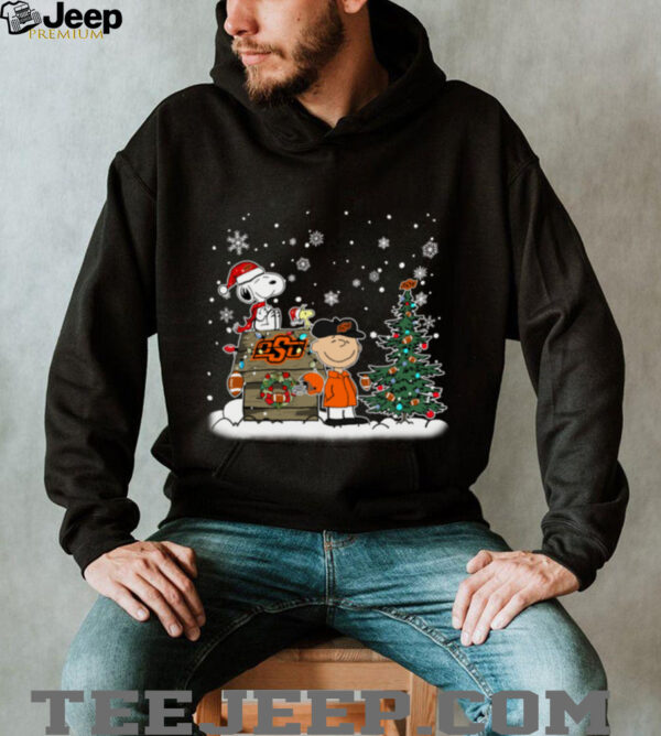 Oklahoma State Cowboys Snoopy Charlie Brown Christmas Holiday T Shirt