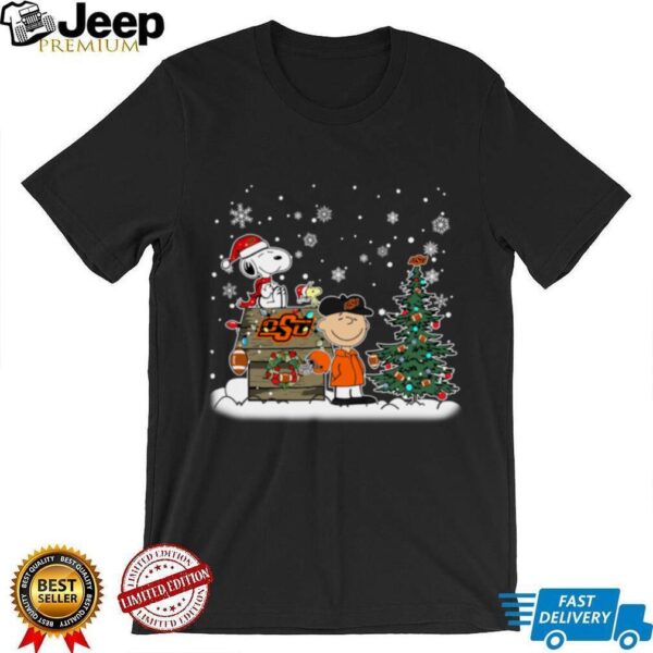 Oklahoma State Cowboys Snoopy Charlie Brown Christmas Holiday T Shirt