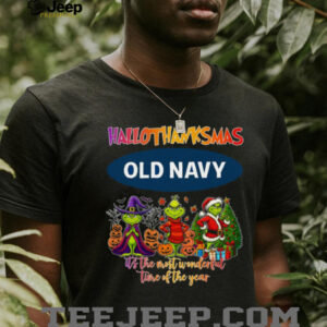 Old Navy Hallothanksmas Grinch It's The Most Wonderful Time Of The Year Logo 2025 Shirt