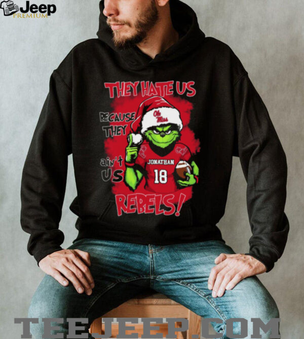 Ole Miss Rebels Custom Name Grinch Holiday Tee – NCAA Football Christmas Shirt – Funny Gift “They Hate Us Because They Ain’t Us”