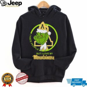 I Hate People But I Love My Appalachian State Mountaineer Grinch With Santa Hat Football Christmas Gift Shirt
