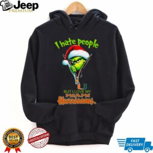 Grinch Santa Hat I Hate People But I Love My Miami Hurricanes Christmas Logo Shirt Clothing