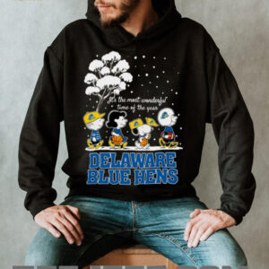 Peanuts Delaware Blue Hens Winter It's The Most Wonderful Time Of The Year T Shirt
