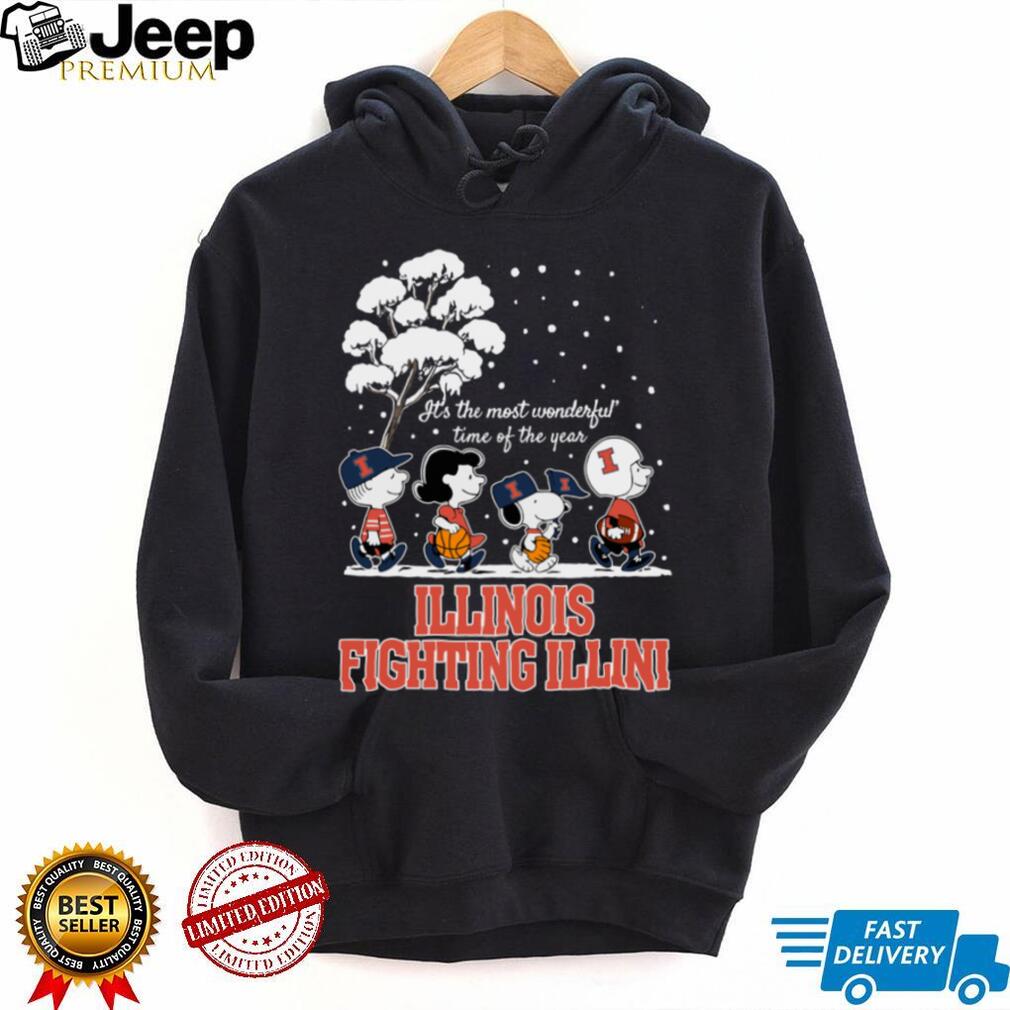 Peanuts Illinois Fighting Illini Winter It’s The Most Wonderful Time Of The Year T Shirt Peanuts Illinois Fighting Illini Winter It’s The Most Wonderful Time Of The Year T Shirt