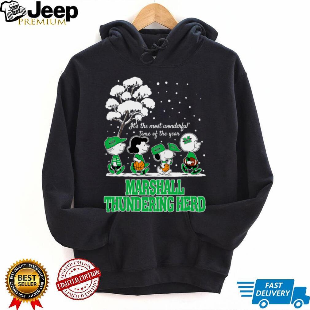 Peanuts Marshall Thundering Herd Winter It’s The Most Wonderful Time Of The Year T Shirt Peanuts Marshall Thundering Herd Winter It’s The Most Wonderful Time Of The Year T Shirt