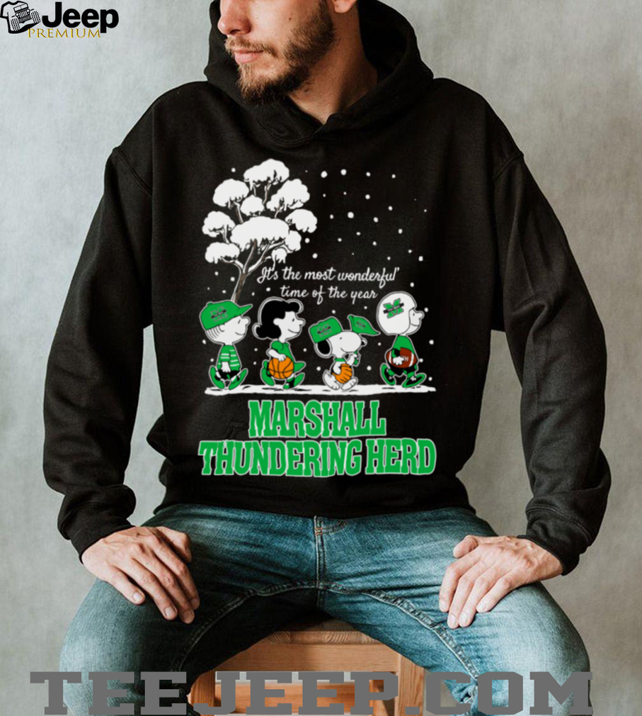 Peanuts Marshall Thundering Herd Winter It’s The Most Wonderful Time Of The Year T Shirt Peanuts Marshall Thundering Herd Winter It’s The Most Wonderful Time Of The Year T Shirt