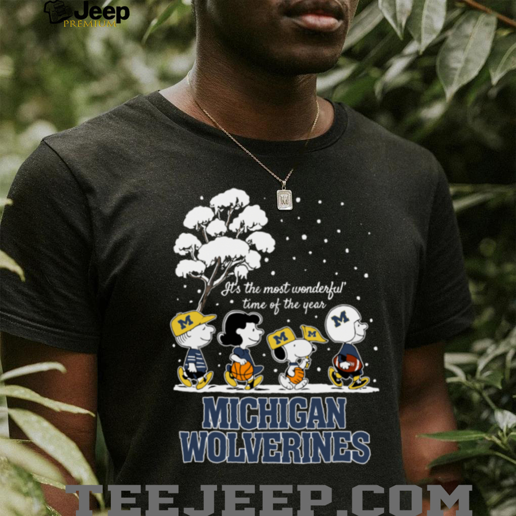 Peanuts Michigan Wolverines Winter It's The Most Wonderful Time Of The Year T Shirt