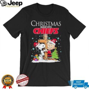 Peanuts Snoopy and Charlie Brown Christmas begins with Kansas City Chiefs shirt