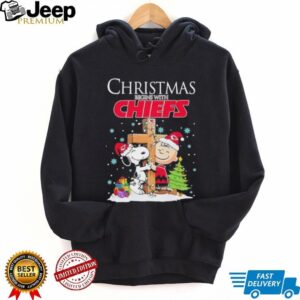 Peanuts Snoopy and Charlie Brown Christmas begins with Kansas City Chiefs shirt