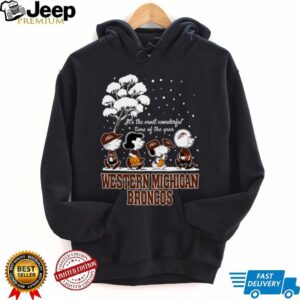 Peanuts Western Michigan Broncos Winter It’s The Most Wonderful Time Of The Year T Shirt