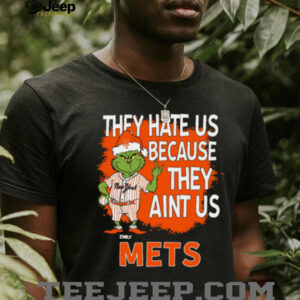 Personalized New York Mets Christmas Shirt, Grinch Santa Baseball Tee with Quote They Hate Us Ain’t Us, MLB Gift Idea