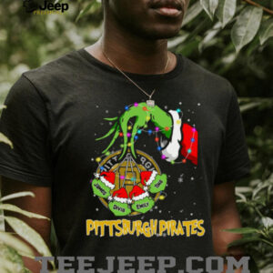 Pittsburgh Pirates Personalized Grinch Xmas Lights Shirt – Custom Name MLB Fan Holiday Baseball Tee