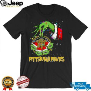 Pittsburgh Pirates Personalized Grinch Xmas Lights Shirt – Custom Name MLB Fan Holiday Baseball Tee