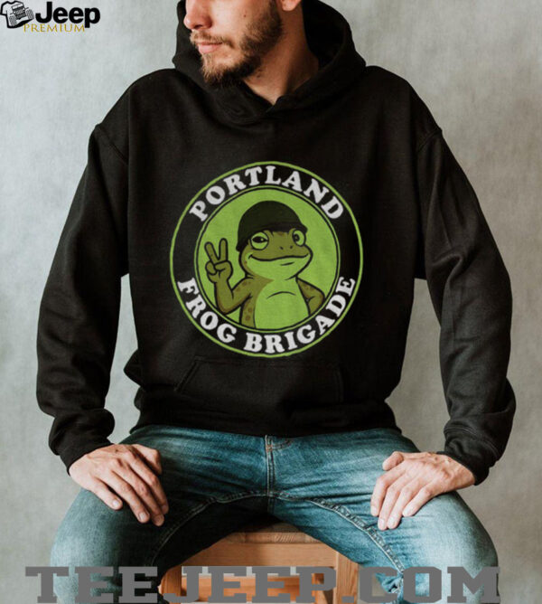Portland Frog Brigade Badge Peace Sign Mascot shirt