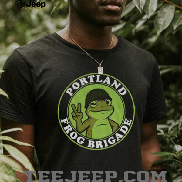 Portland Frog Brigade Badge Peace Sign Mascot shirt