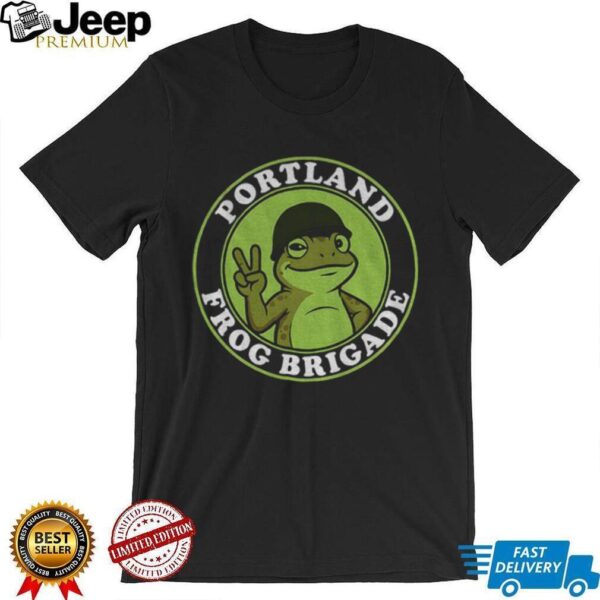 Portland Frog Brigade Badge Peace Sign Mascot shirt