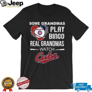 Real Grandmas Watch Chicago Cubs Baseball Diamond Heart Shirt