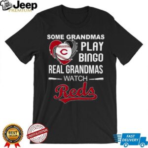 Real Grandmas Watch Cincinnati Reds Baseball Diamond Heart Shirt
