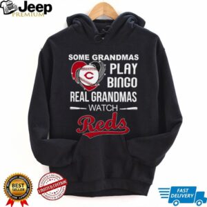 Real Grandmas Watch Cincinnati Reds Baseball Diamond Heart Shirt