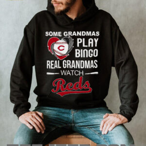Real Grandmas Watch Cincinnati Reds Baseball Diamond Heart Shirt