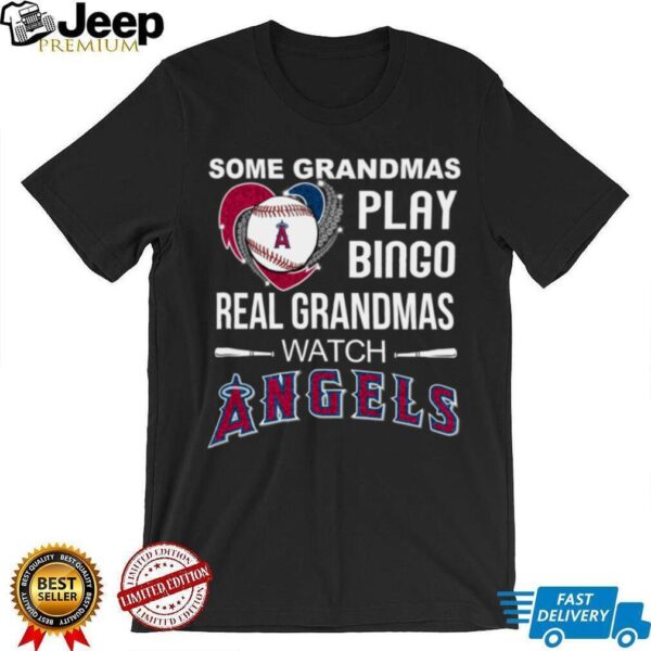 Real Grandmas Watch Los Angeles Angels Baseball Diamond Heart Shirt